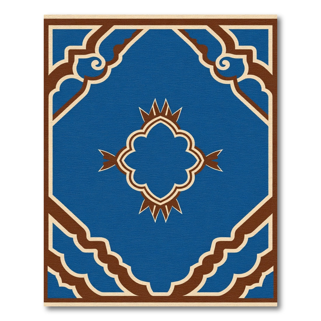 Classic Blue Brown Quattrofoil Medallion Rug