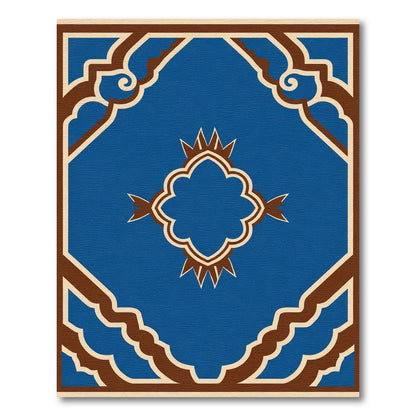 Classic Blue Brown Quattrofoil Medallion Rug