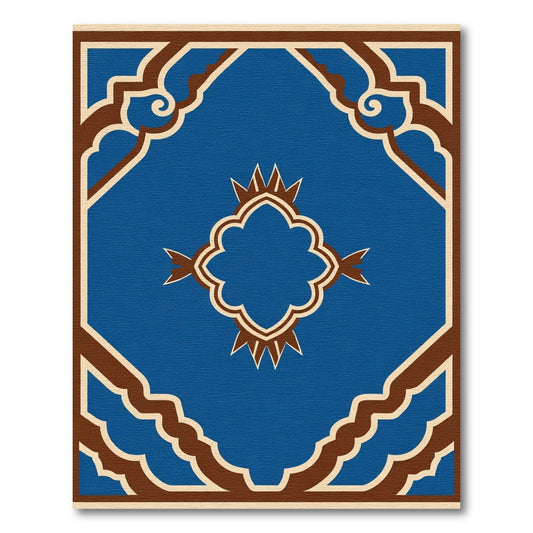 Classic Blue Brown Quattrofoil Medallion Rug