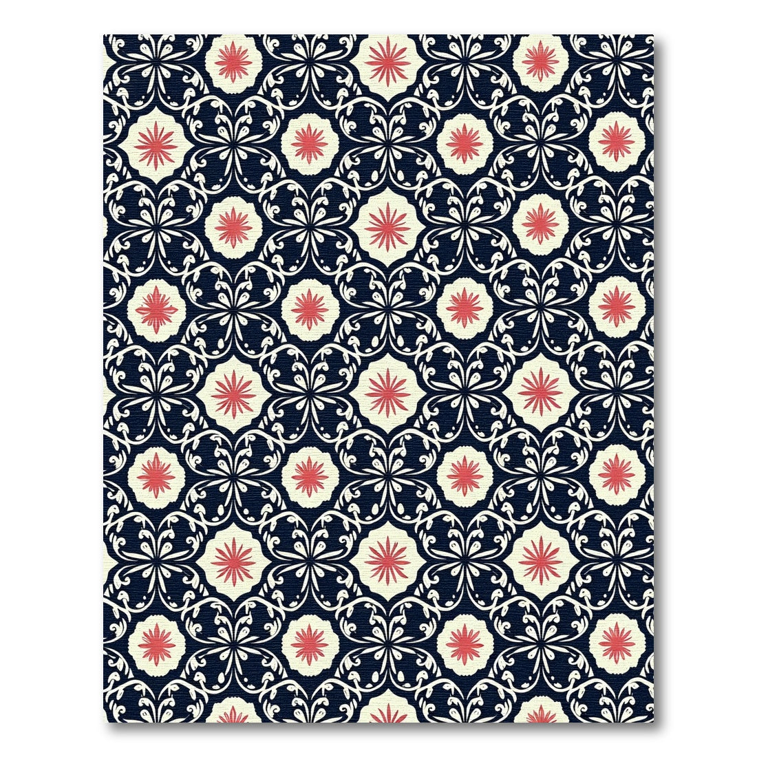 Crimson Floral Medallion Navy Rug
