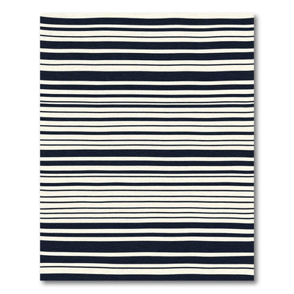 Classic Navy and Cream Striped Rug