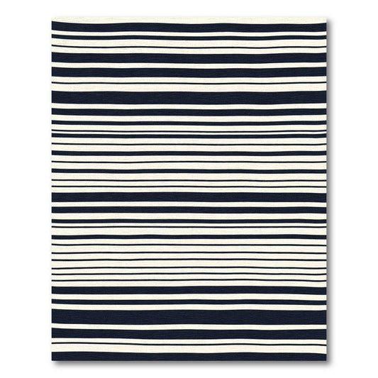 Classic Navy and Cream Striped Rug