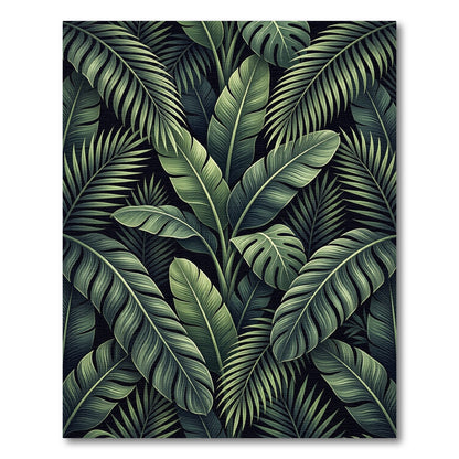 Vibrant Green Tropical Leaf Arrangement Rug