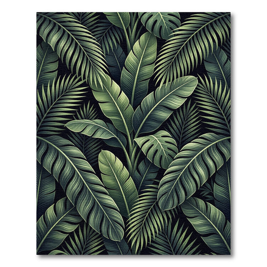 Vibrant Green Tropical Leaf Arrangement Rug