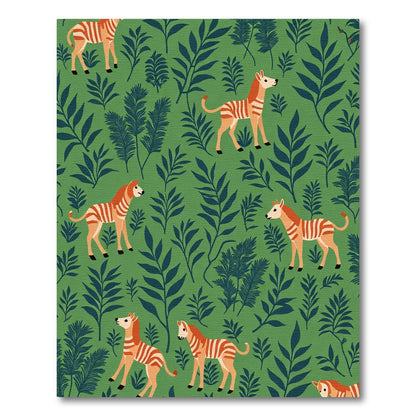 Orange Zebra Green Forest Scene Rug