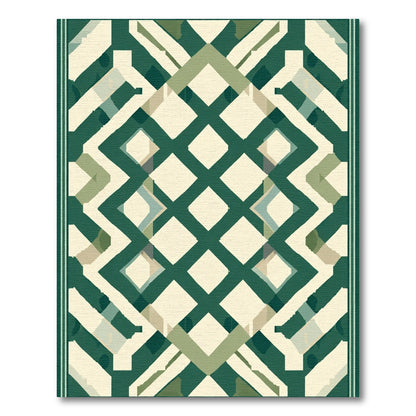 Emerald Geometric Interlocking Diamond Rug