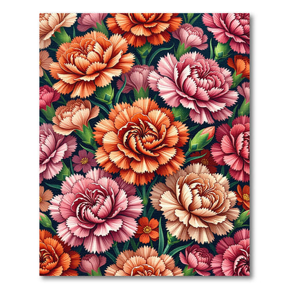 Vibrant Carnation Garden Floral Arrangement Rug
