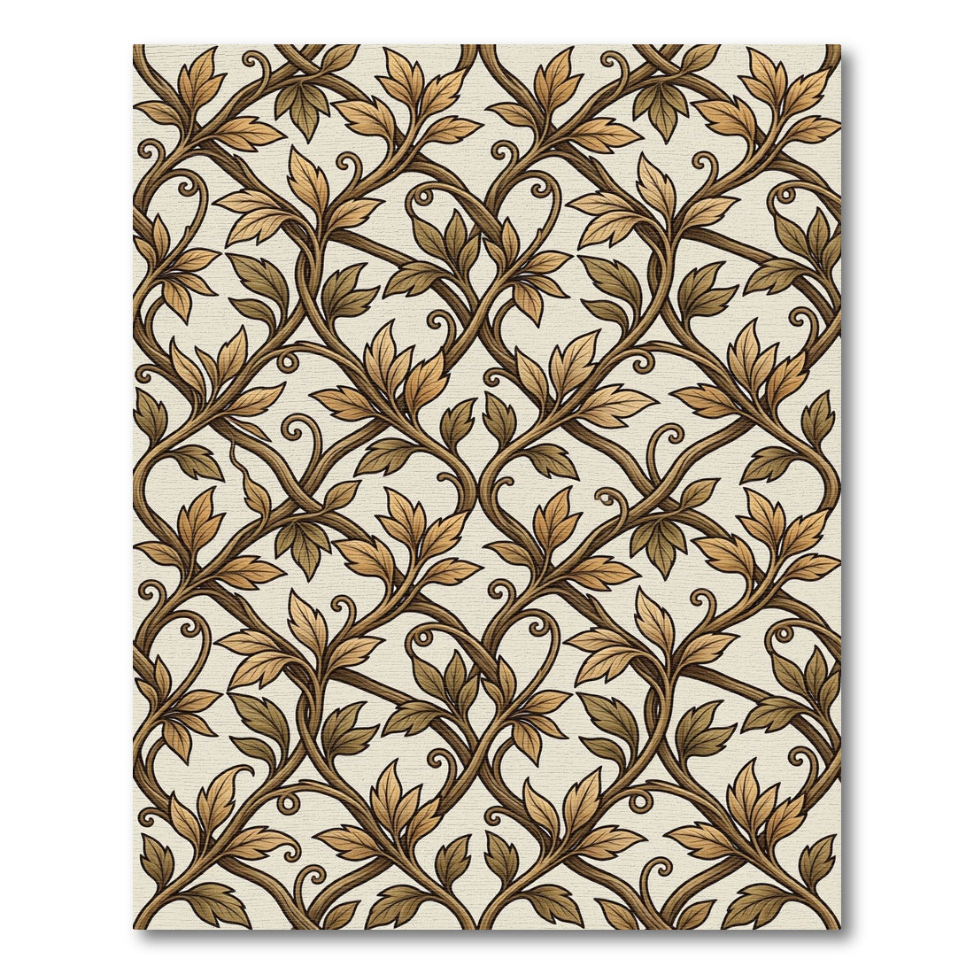 Earthy Leaf Vine Scroll Rug