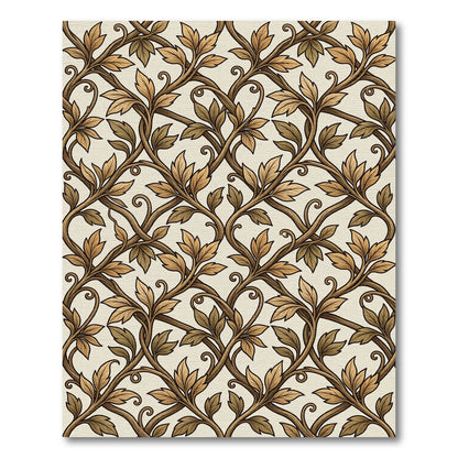 Earthy Leaf Vine Scroll Rug