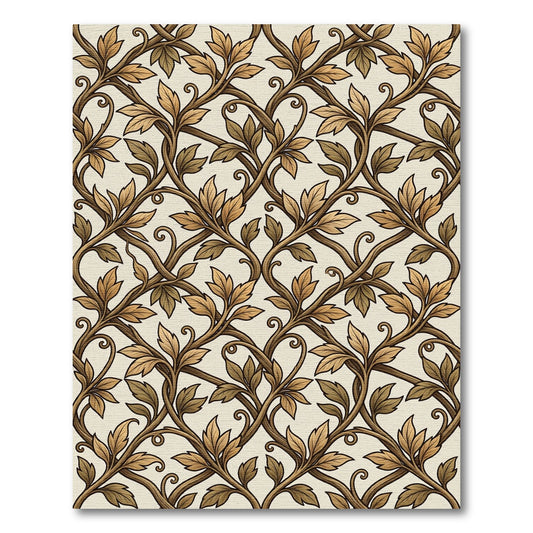 Earthy Leaf Vine Scroll Rug