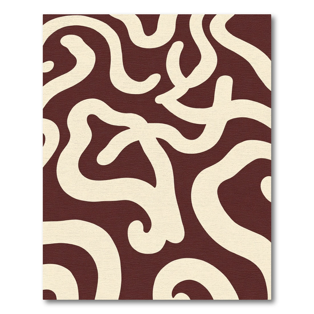 Crimson Cream Wavy Strokes Rug