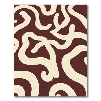Crimson Cream Wavy Strokes Rug
