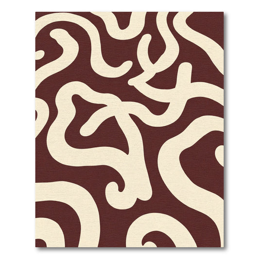 Crimson Cream Wavy Strokes Rug