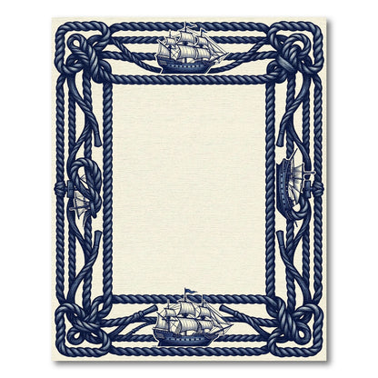 Nautical Navy Shiprope BorderRug Rug
