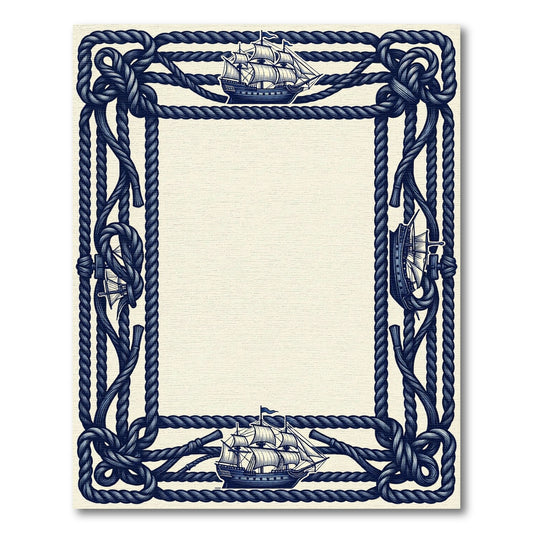 Nautical Navy Shiprope BorderRug Rug