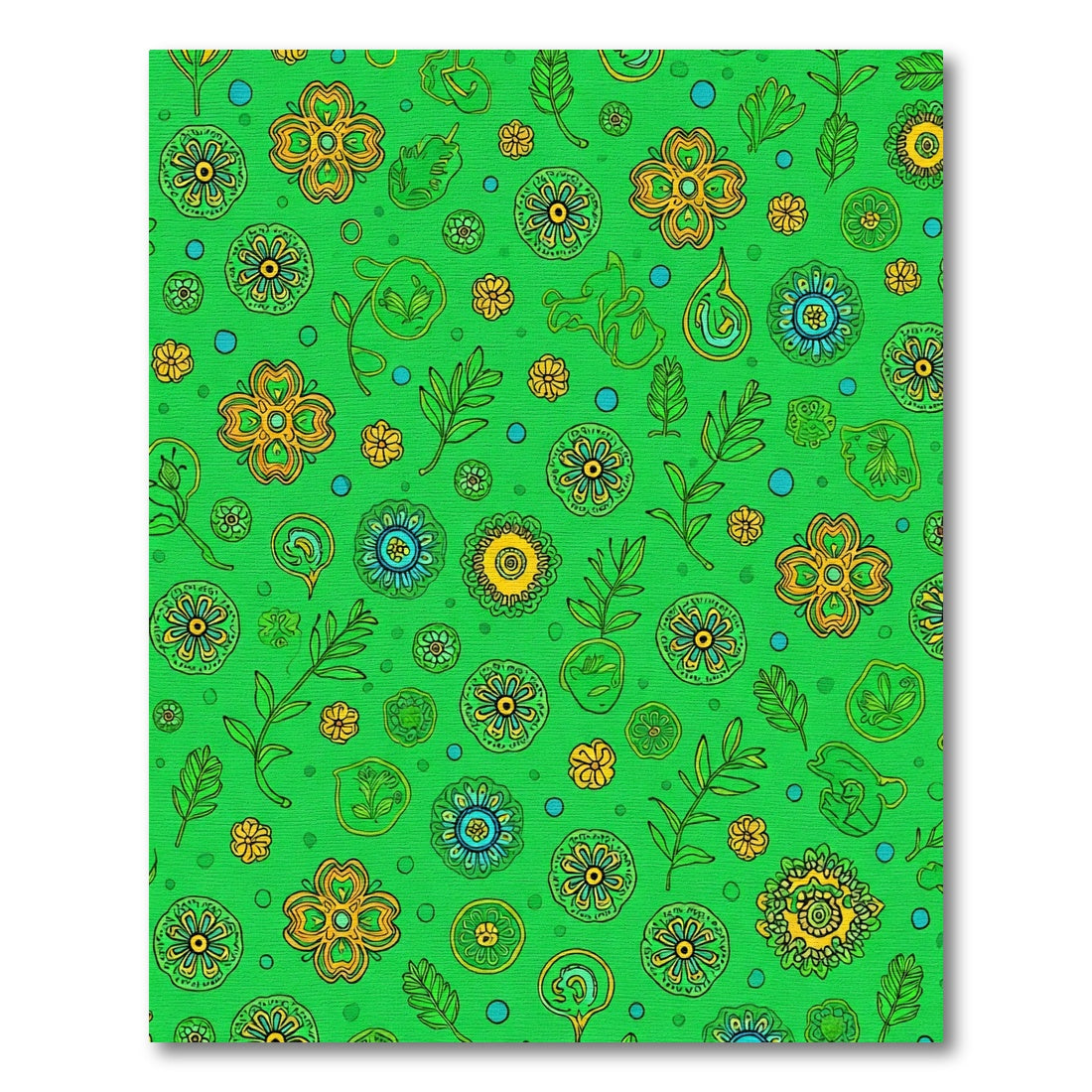 Vibrant Emerald Green Floral Medallion Rug