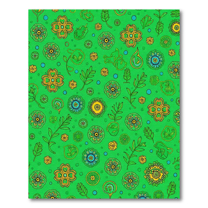 Vibrant Emerald Green Floral Medallion Rug