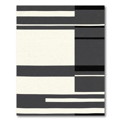 Modern Black White Geometric Block Rug