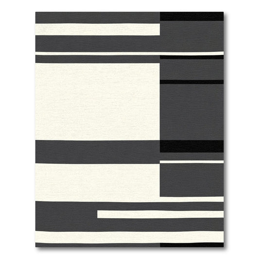 Modern Black White Geometric Block Rug