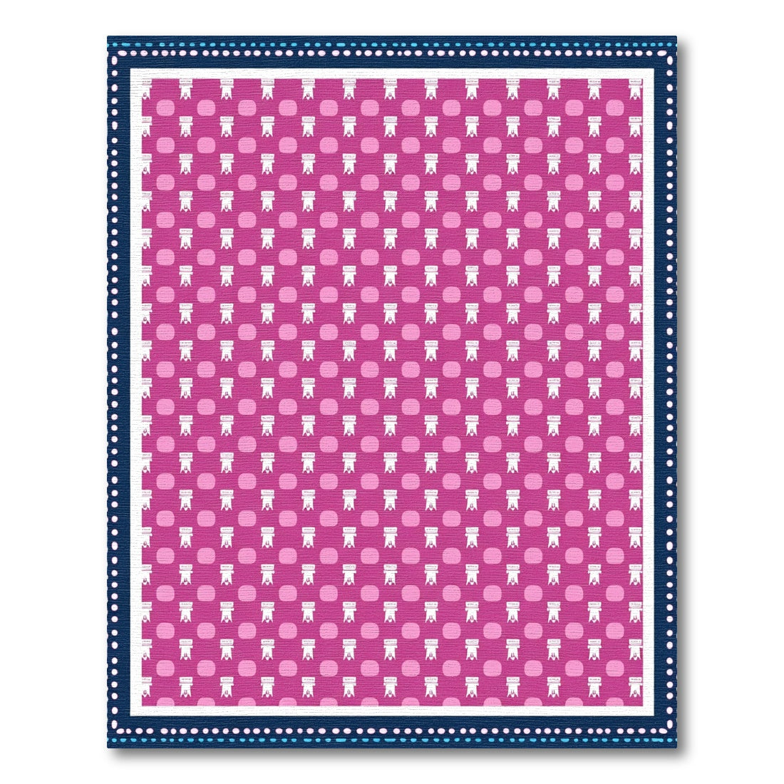 Charming Pink Ribbon and Dot Rug