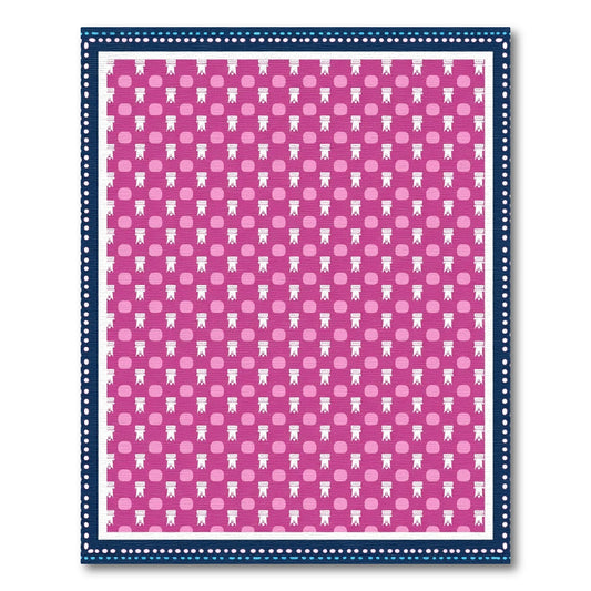 Charming Pink Ribbon and Dot Rug