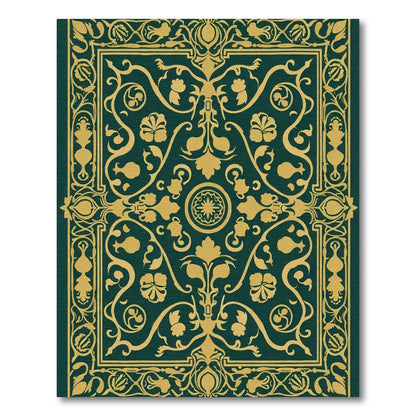 Emerald Gold Floral Vine Frame Rug