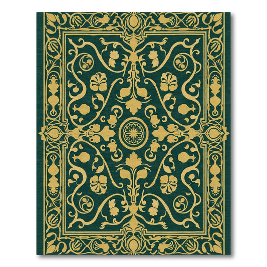 Emerald Gold Floral Vine Frame Rug