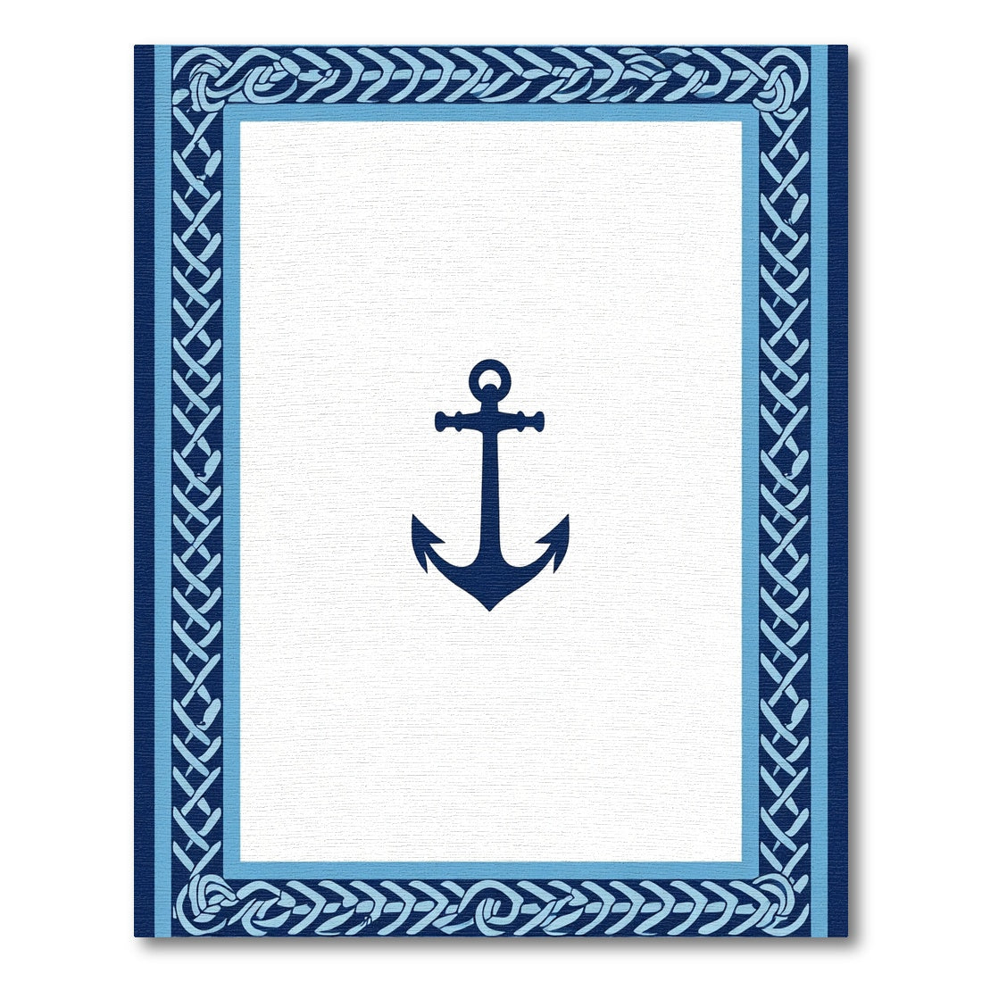 Navy Anchor Nautical Rope Border Rug