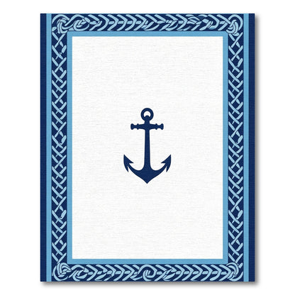 Navy Anchor Nautical Rope Border Rug