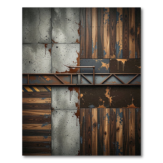 Industrial Wood Metal Splatter Texture Rug