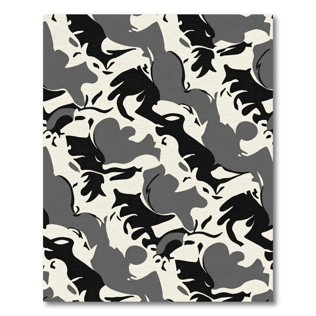 Monochromatic Camouflage Abstract Shapes Rug