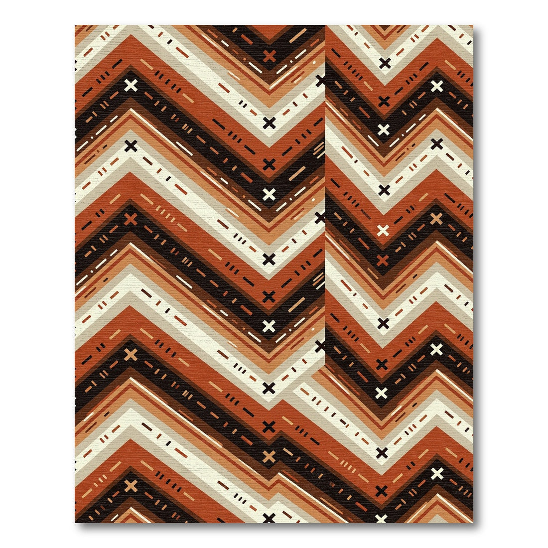 Earthy Chevron Geo Abstract Copper Rug