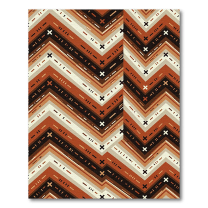 Earthy Chevron Geo Abstract Copper Rug