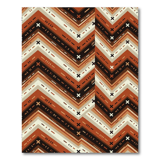 Earthy Chevron Geo Abstract Copper Rug