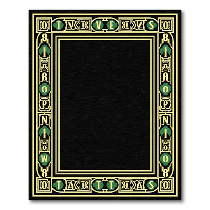 Art Nouveau Gold Green Lettered Border Rug
