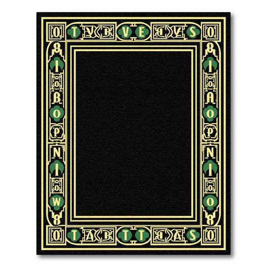 Art Nouveau Gold Green Lettered Border Rug