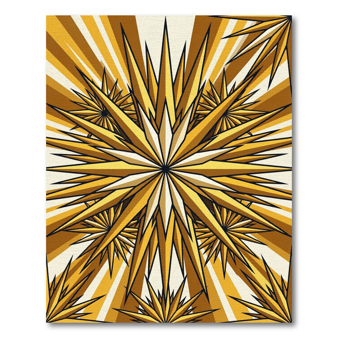 Golden Sunburst Radiant Star Geometric Rug