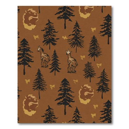 Woodland Creatures Forest Landscape Brown Rug
