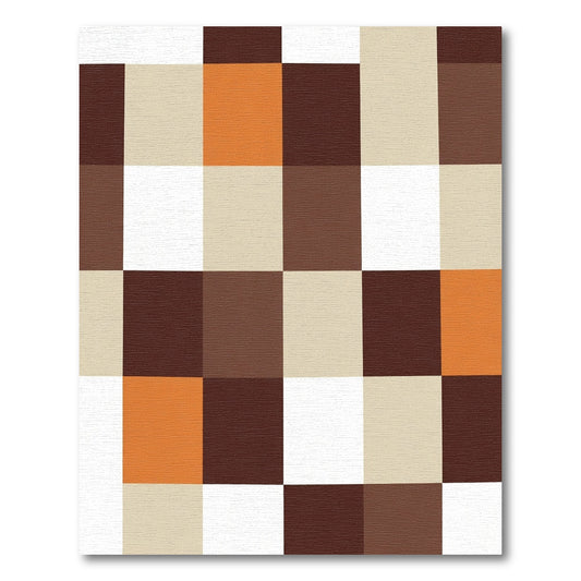 Warm Toned Gingham Abstract Squares Rug