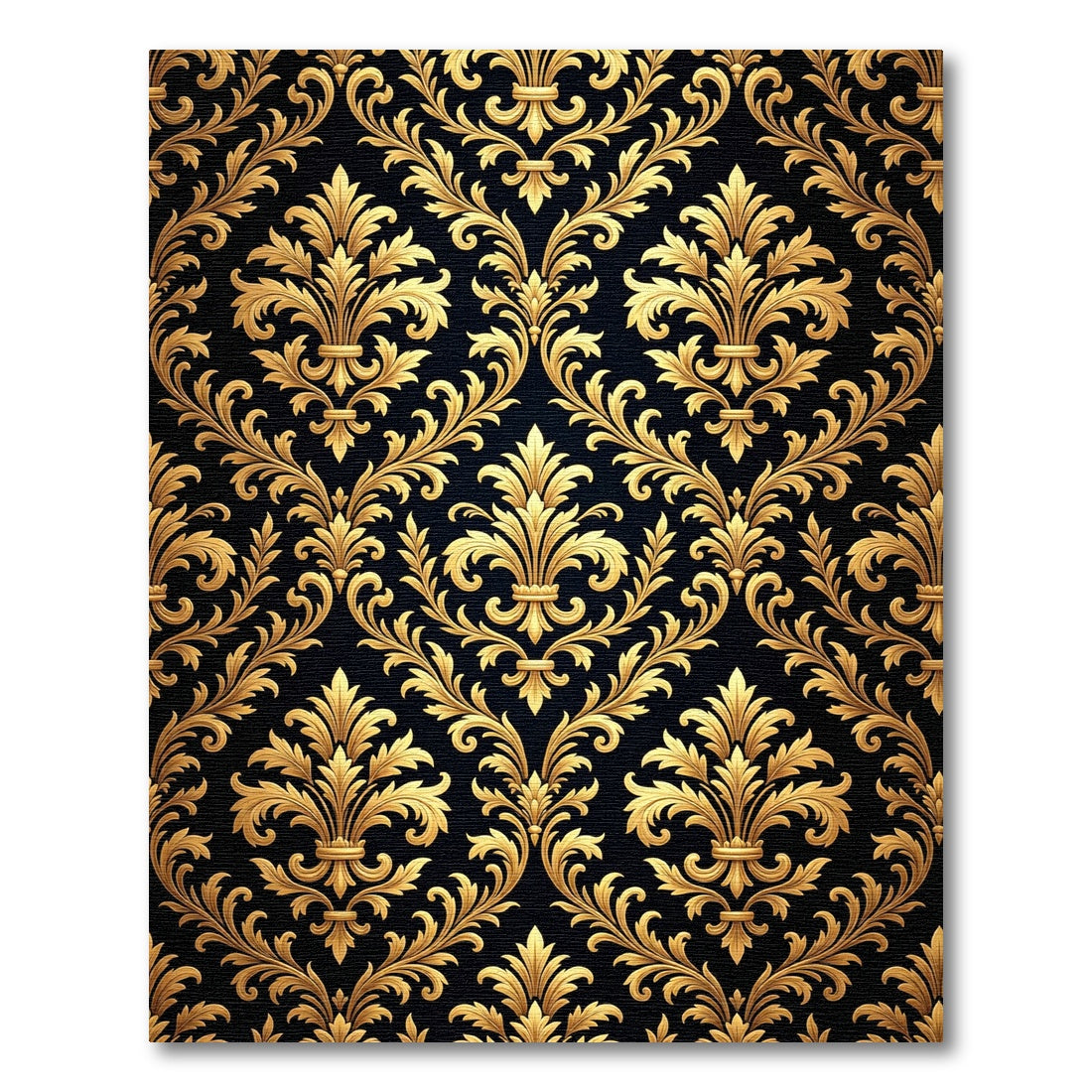 Luxurious Gold Floral Damask Filigree Rug