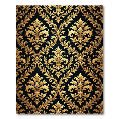 Luxurious Gold Floral Damask Filigree Rug