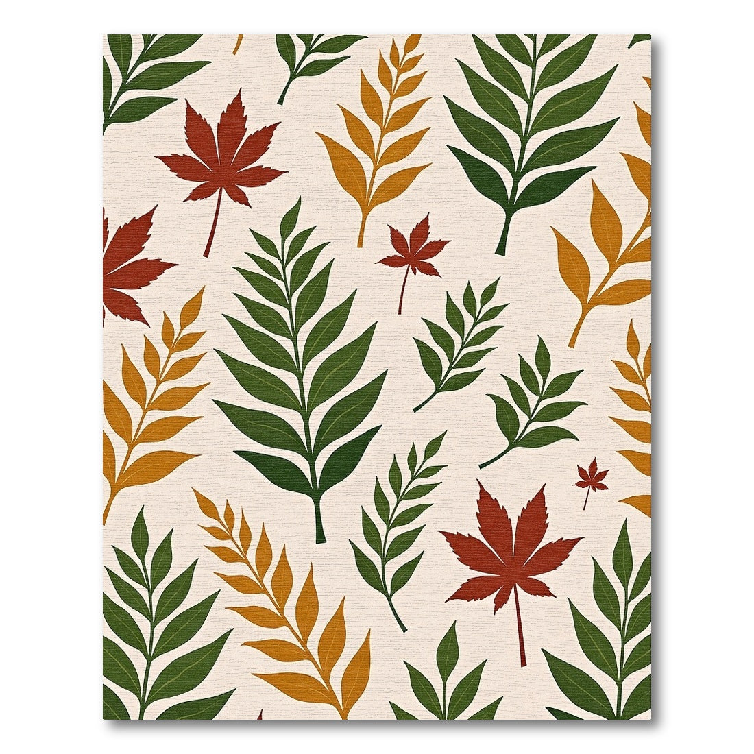 Autumnal Maple Fern Leaf Pattern Rug