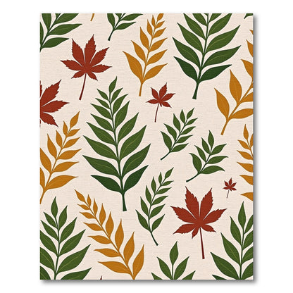 Autumnal Maple Fern Leaf Pattern Rug
