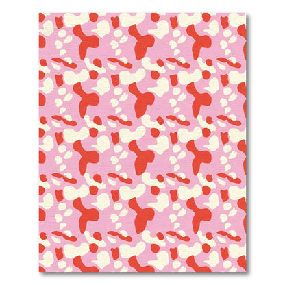 Pink Red Cream Organic Shapes Rug