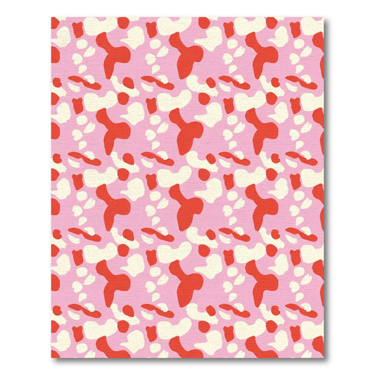 Pink Red Cream Organic Shapes Rug