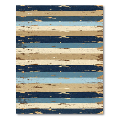 Distressed Navy and Taupe Striped Canvas Rug