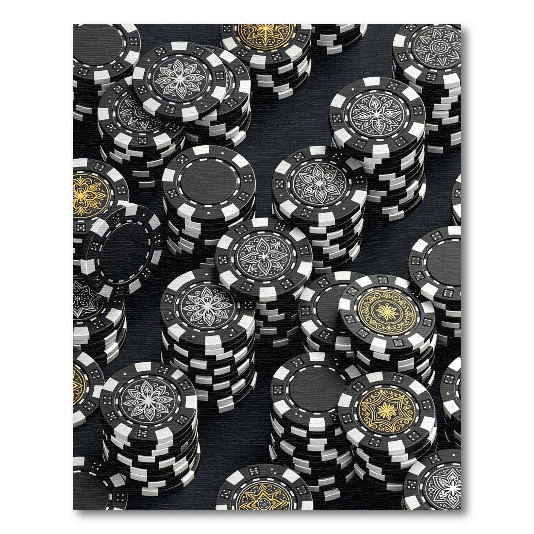 Monochromatic Floral Chip Medallion Rug