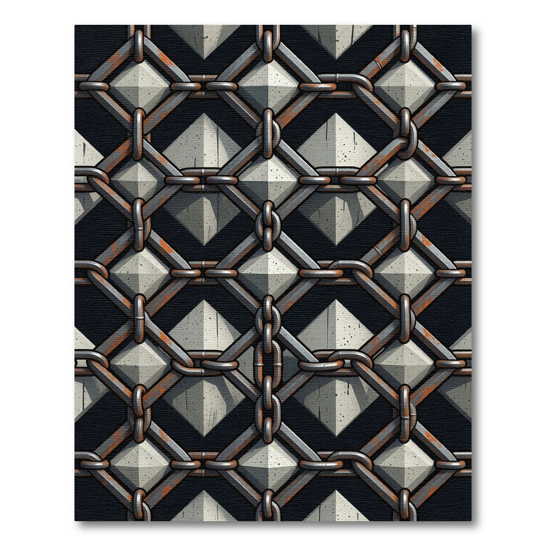 Industrial Gray Pyramid Chain Link Rug
