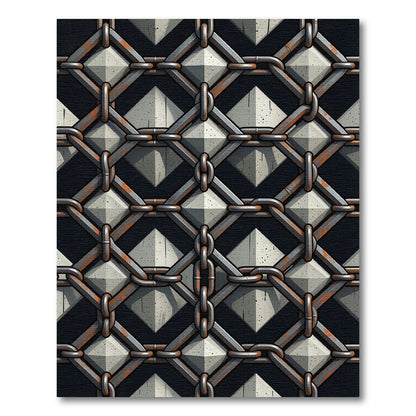 Industrial Gray Pyramid Chain Link Rug