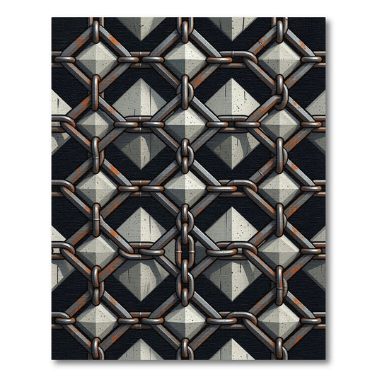 Industrial Gray Pyramid Chain Link Rug